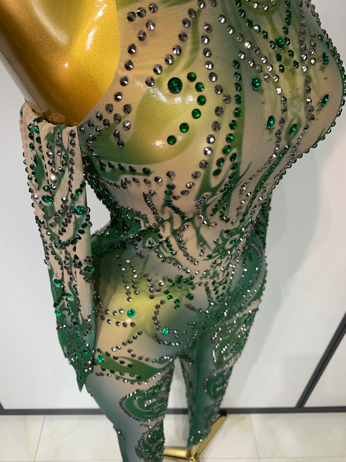 Alyza Rhinestone Mesh Jumpsuit
