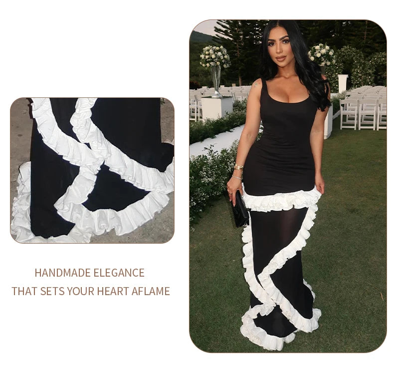 Artistic Gown Ruffled Maxi Dress