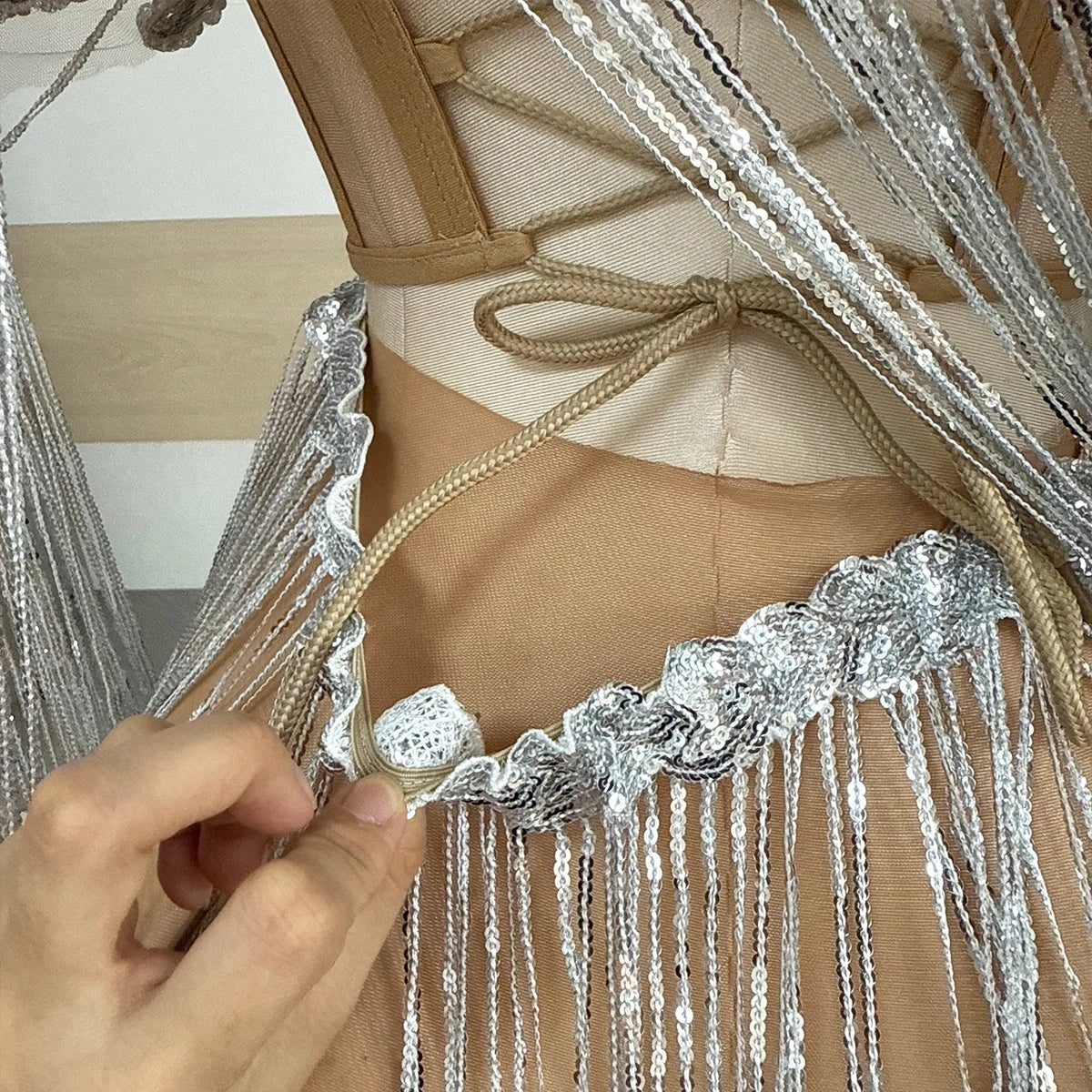 Silver Mesh Mini Dress