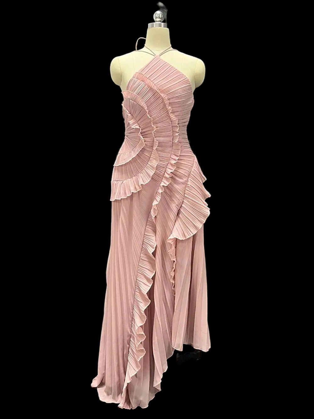 Robe longue Kelsi en mousseline à volants