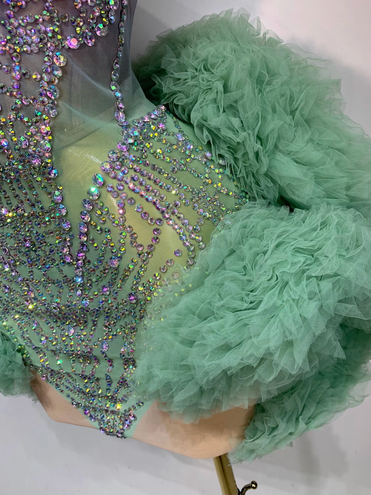 Robe en résille diamant vert menthe
