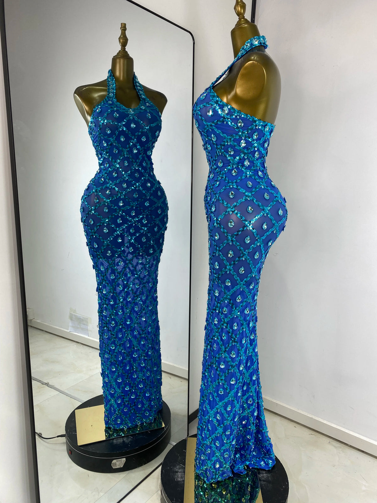 Robe longue sans dos Blue Luxe
