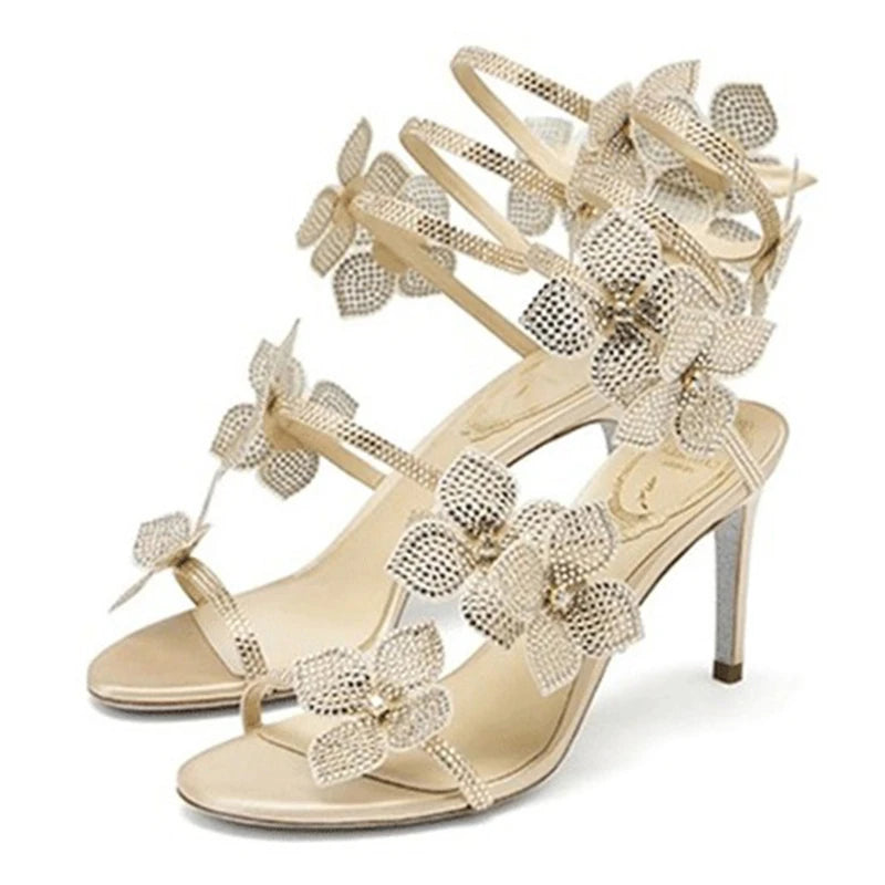 Flower Embellished High Heels