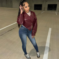 Chic Leather Cropped Jacket