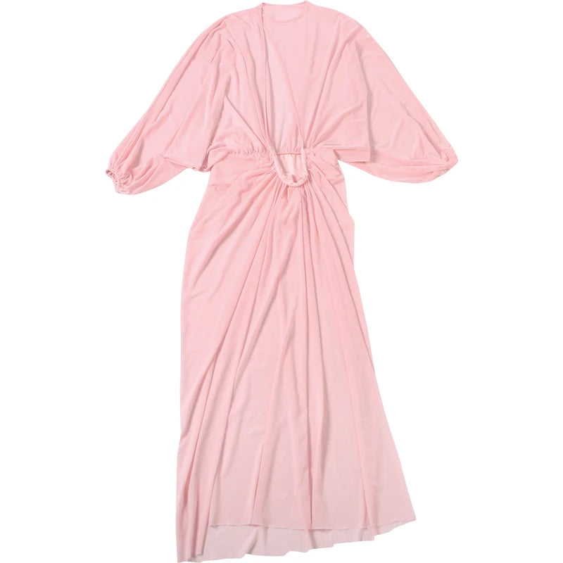 Klarissa Ruched Lantern Sleeve Maxi Dress
