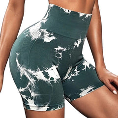 Seamless Tie Dye High Waist Yoga Shorts Fashion Closet Clothing