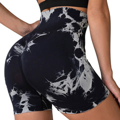 Seamless Tie Dye High Waist Yoga Shorts Fashion Closet Clothing