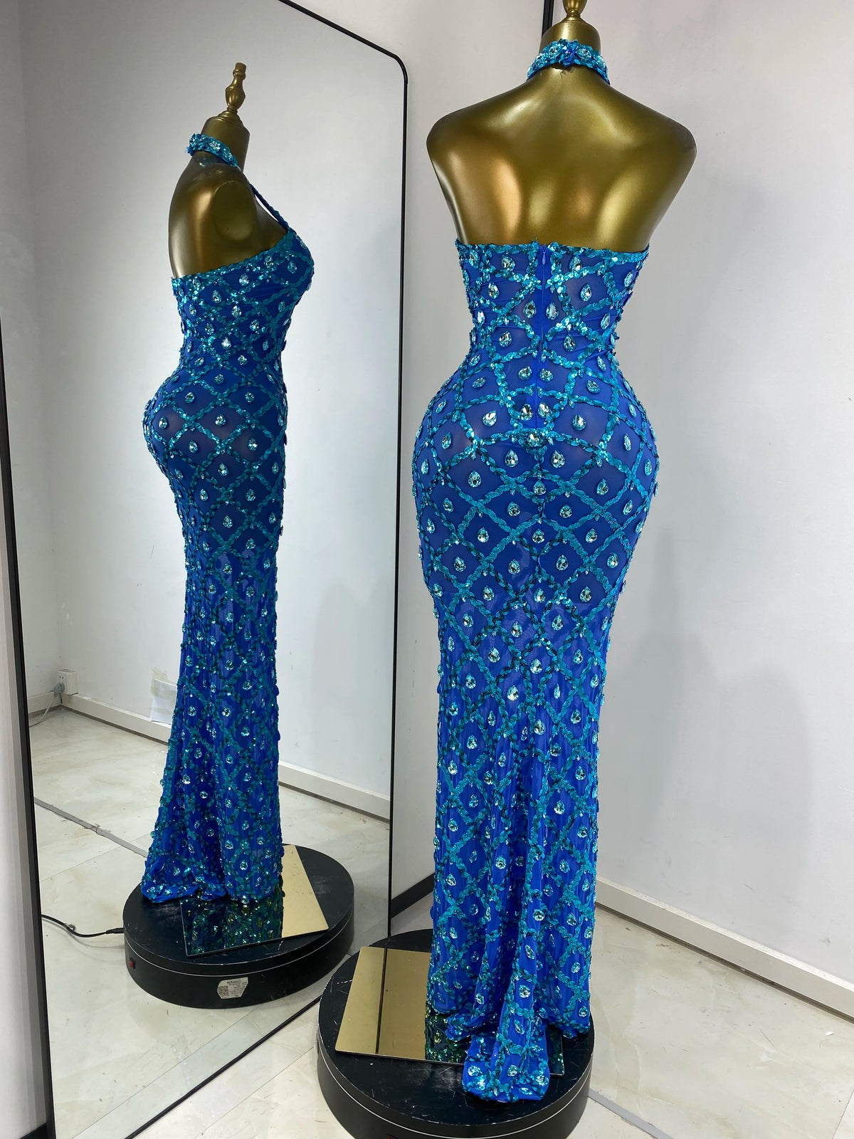 Robe longue sans dos Blue Luxe