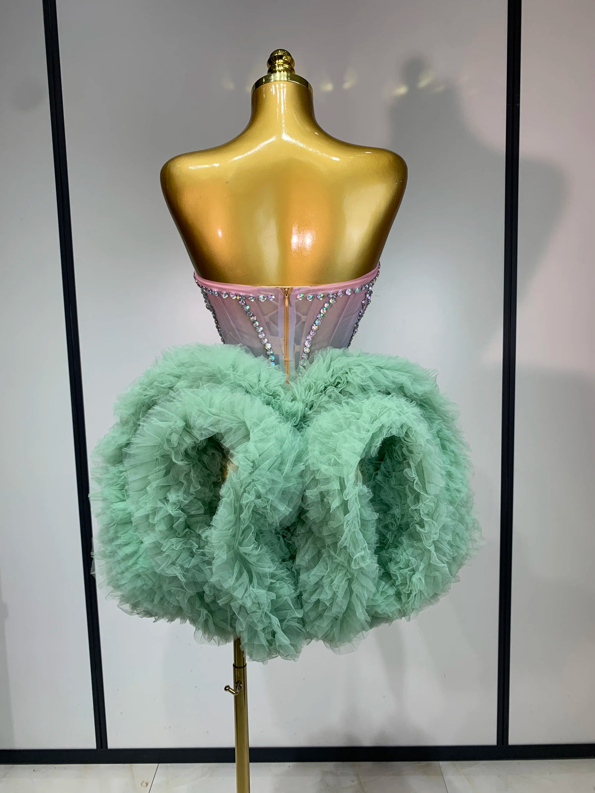 Robe en résille diamant vert menthe
