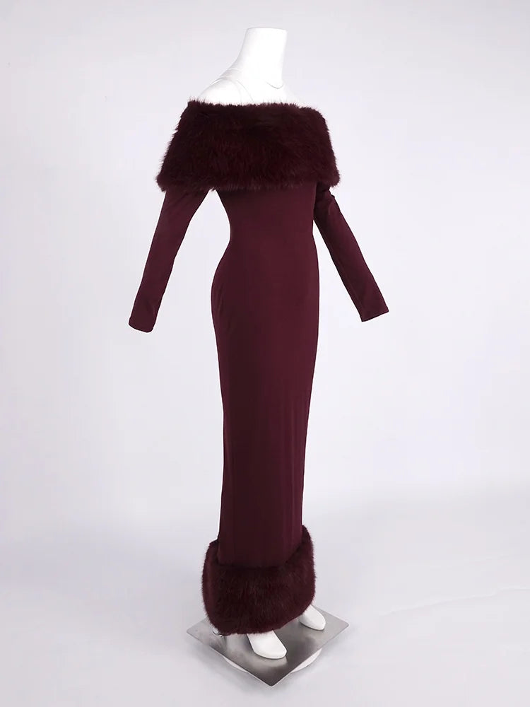 Robe longue en fausse fourrure Lorene