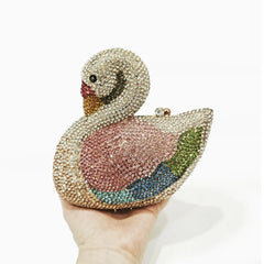 Swan Rhinestone Clutch Purse