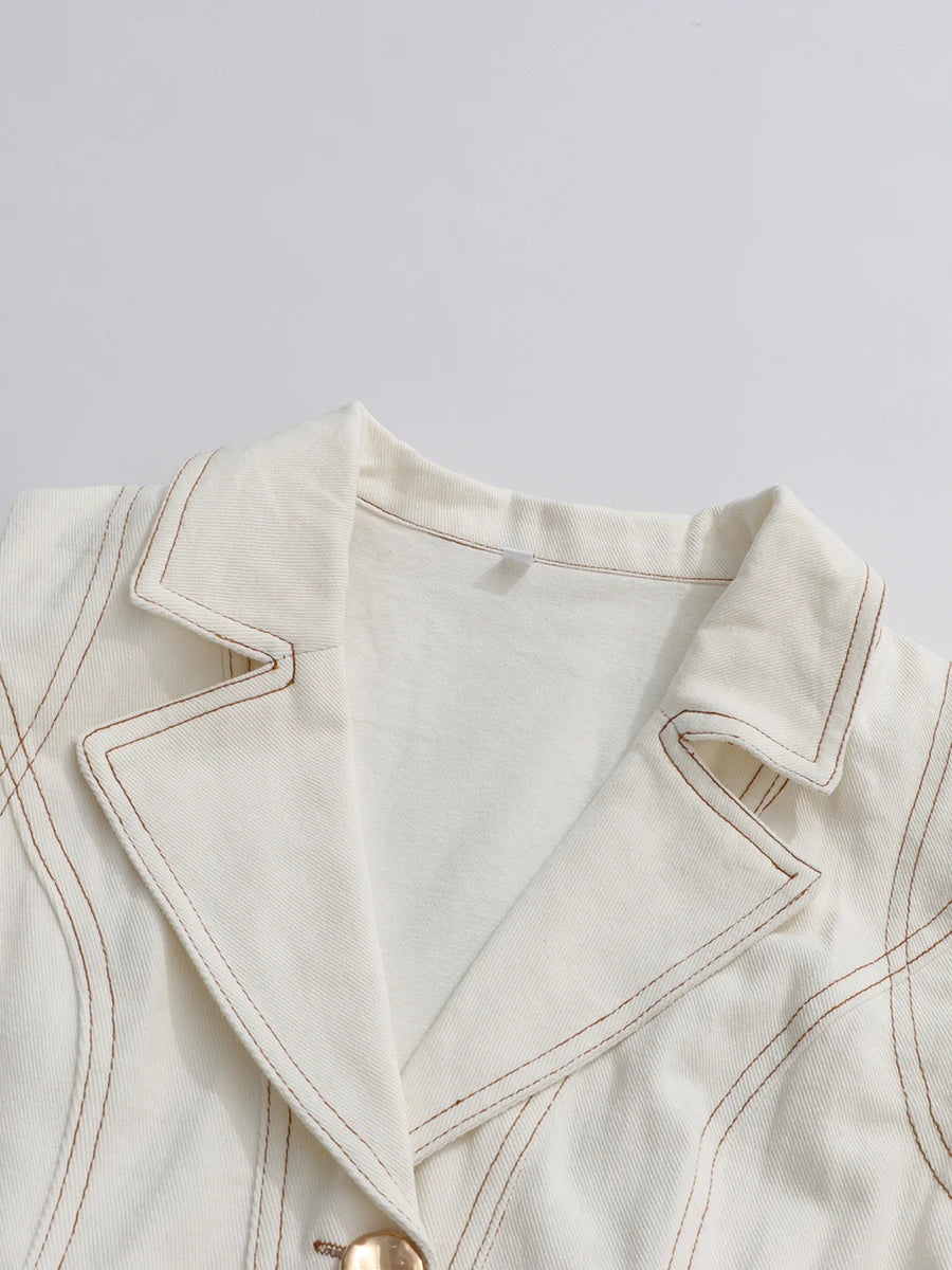 Robe longue en jean ceinturée