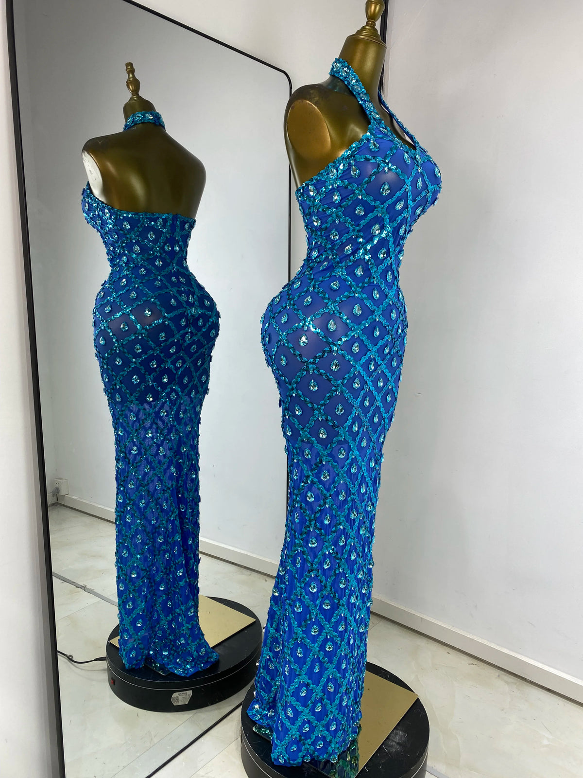 Robe longue sans dos Blue Luxe