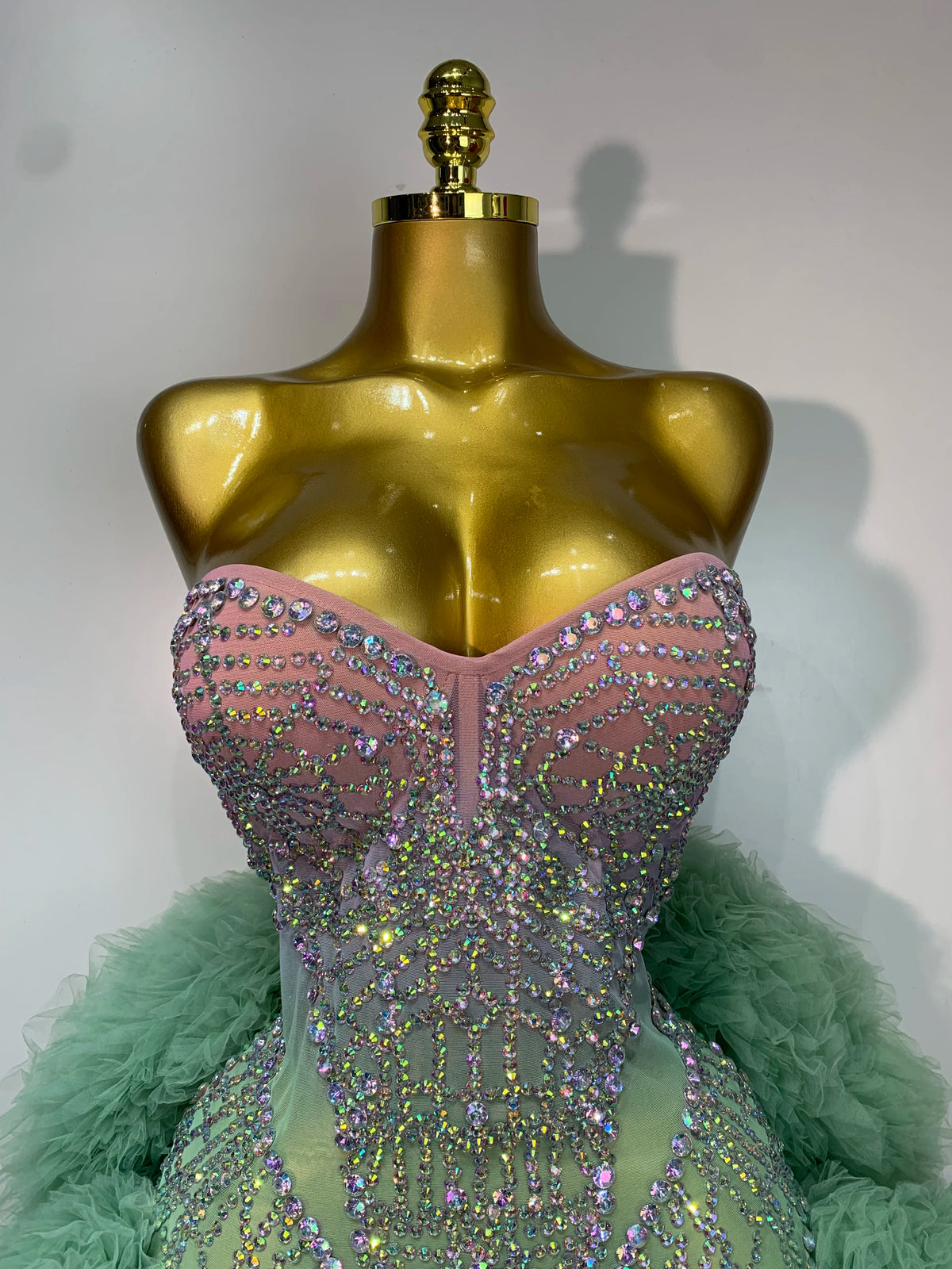 Robe en résille diamant vert menthe