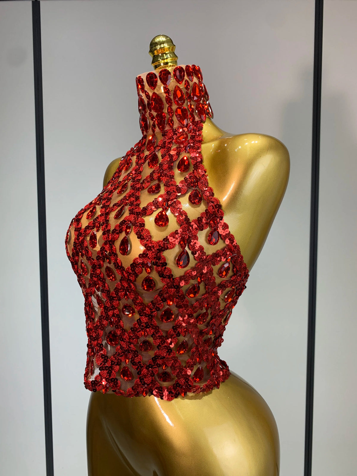 Shining Star Rhinestone Mesh Top
