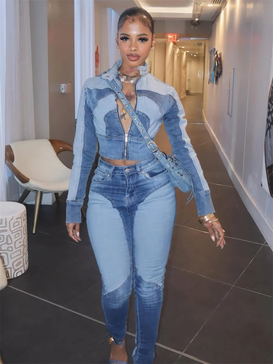 Shya Tracksuit Denim Set