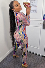 Shining Rhinestone Classy Jumpsuit Fashion Closet Clothing