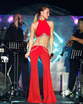 Shinning Crystal Bandage Pants Set Fashion Closet Clothing