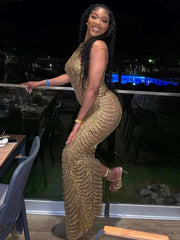 So Golden Maxi Dress Fashion Closet Clothing