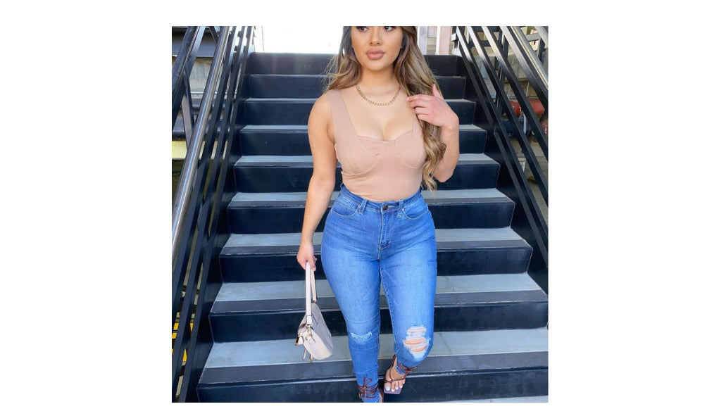 Them Curves High Waist Jeans - Medium Blue Wash Fashion Closet Clothing