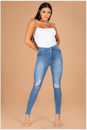 Them Curves High Waist Jeans - Medium Blue Wash Fashion Closet Clothing