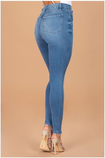 Them Curves High Waist Jeans - Medium Blue Wash Fashion Closet Clothing