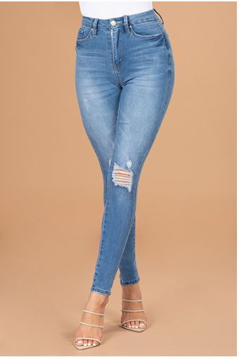 Them Curves High Waist Jeans - Medium Blue Wash Fashion Closet Clothing