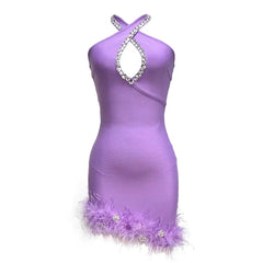 Tia Feather Bandage Mini Dress Fashion Closet Clothing
