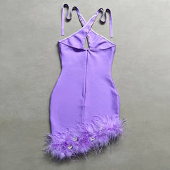 Tia Feather Bandage Mini Dress Fashion Closet Clothing