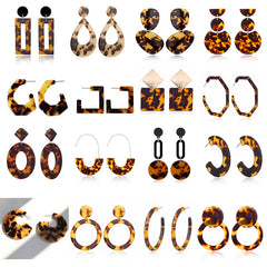 Tortoise Leopard Print Earrings Fashion Closet Clothing