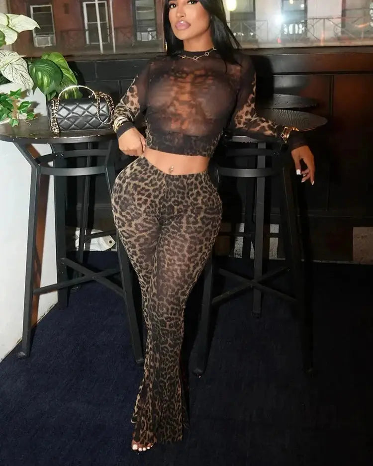Urban Leopard Pants Set Fashion Closet Clothing