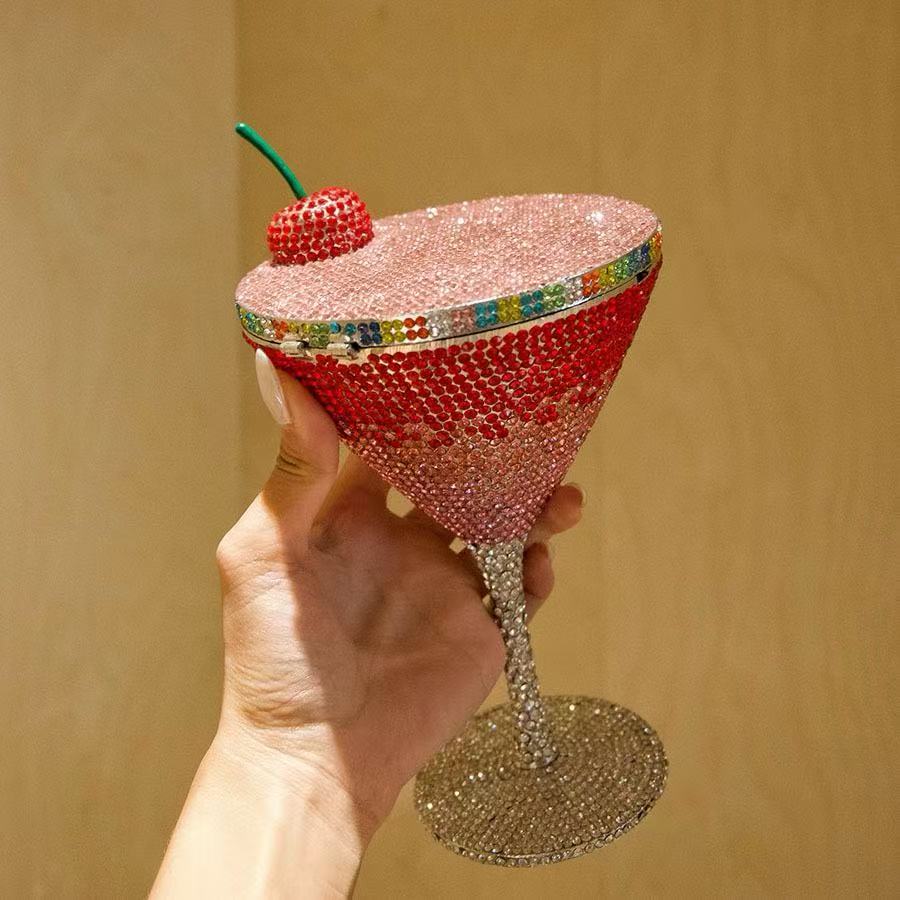 Pochette Strass Gobelet Cerise