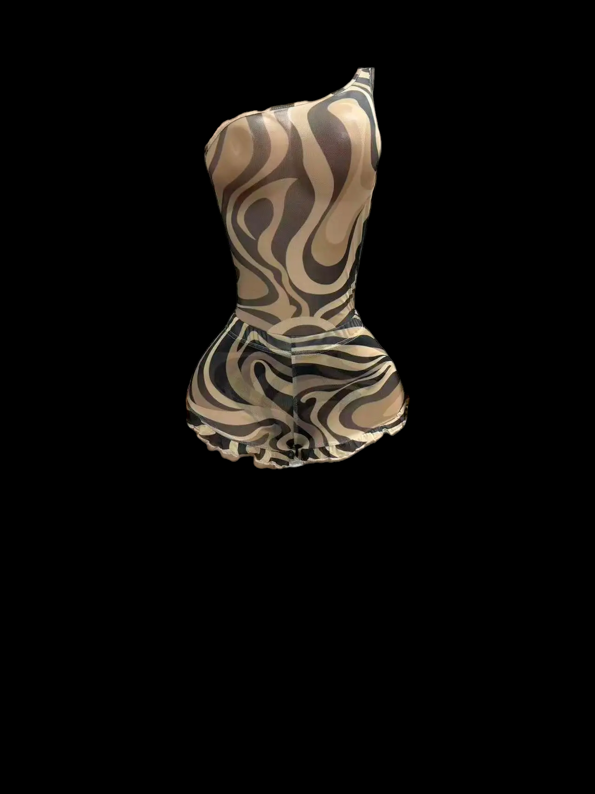 Zebra Mesh Bodysuit Short Set
