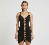Metallic Discs Pleated Bodycon Dress