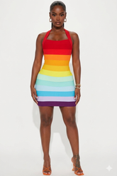 Rainbow Bandage Mini Dress