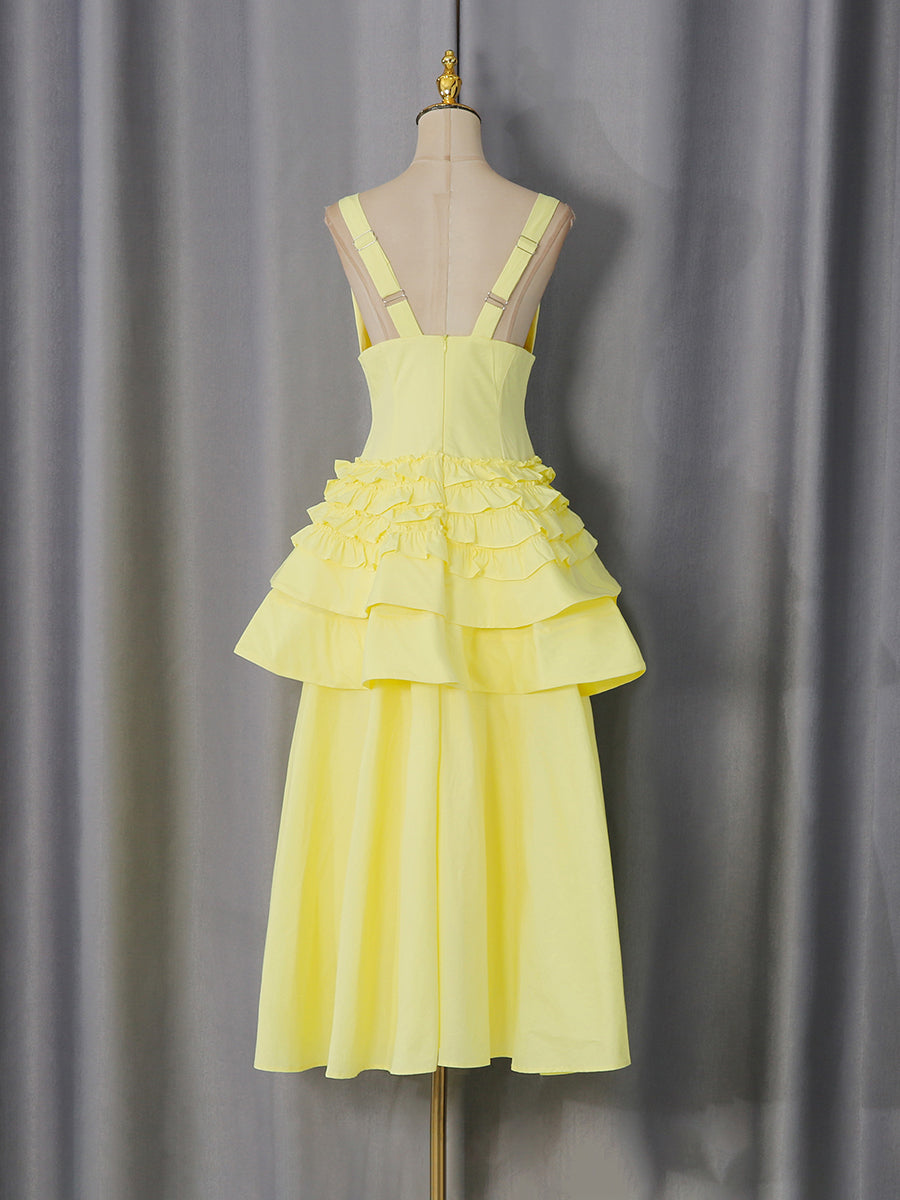 Robe midi Jenae à manches bouffantes