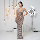 Abi Rhinestone Mesh Maxi Dress