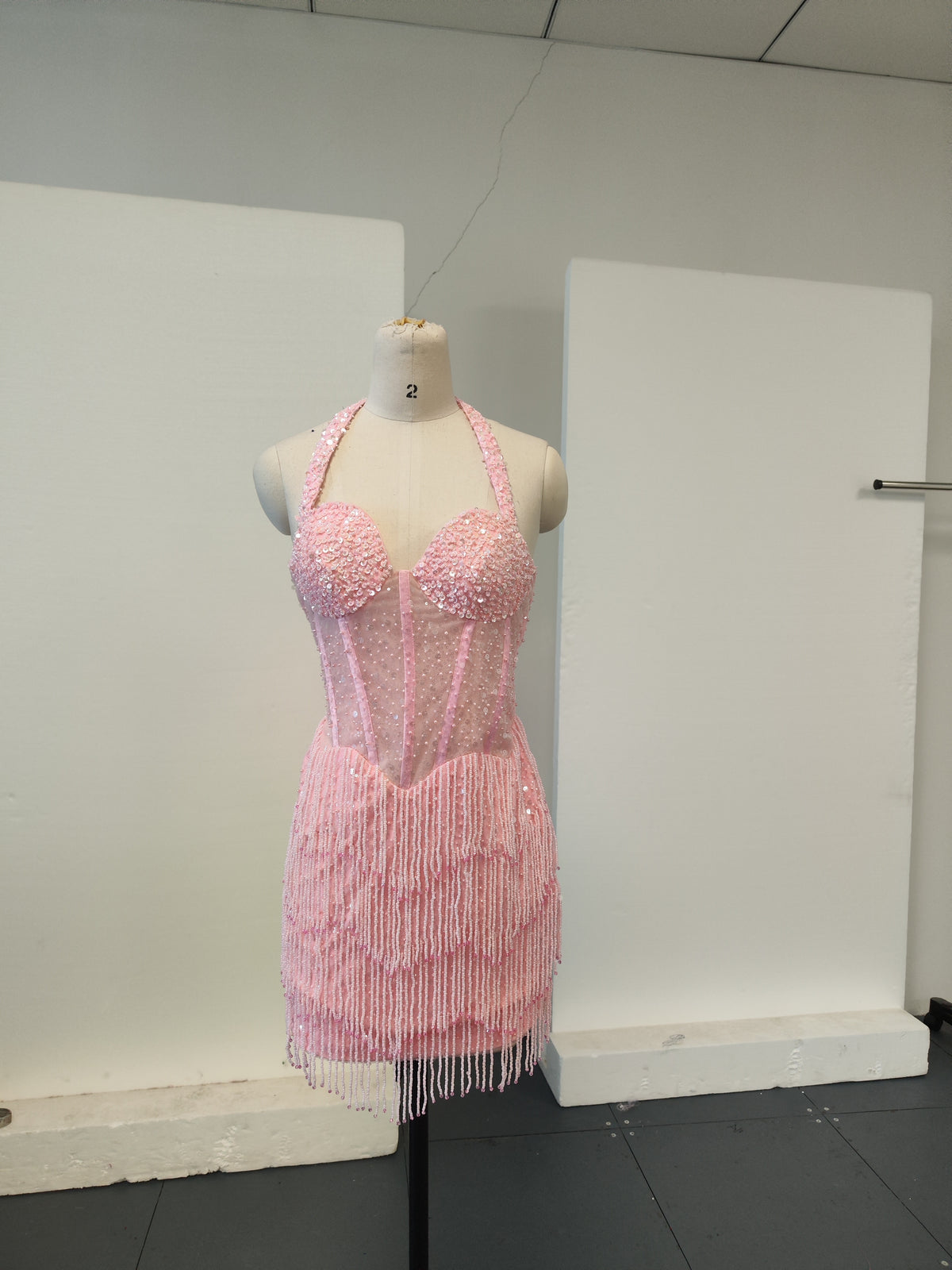 Naisha Crystal Beading Mini Dress