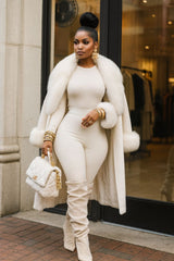 Fur Collar Elegant Trench Coat