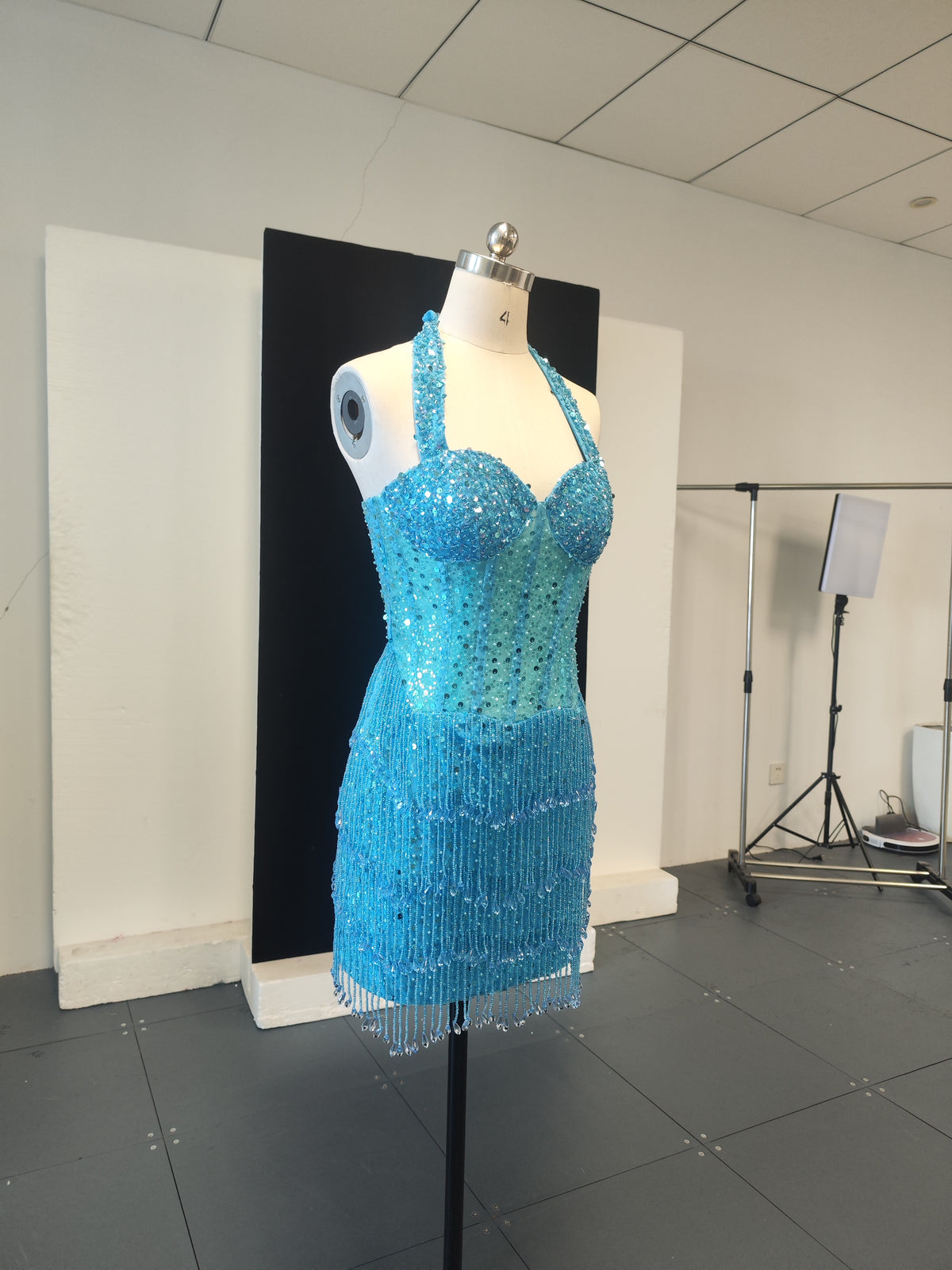Naisha Crystal Beading Mini Dress