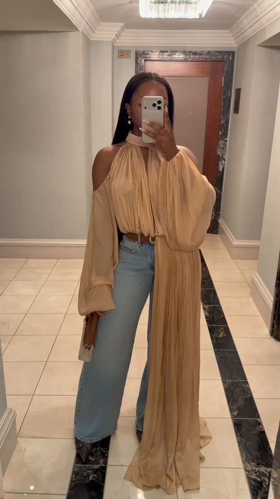 Turtleneck Ruched Accent Blouse