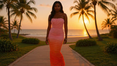 Chic Gradient Pleated Bodycon Dress