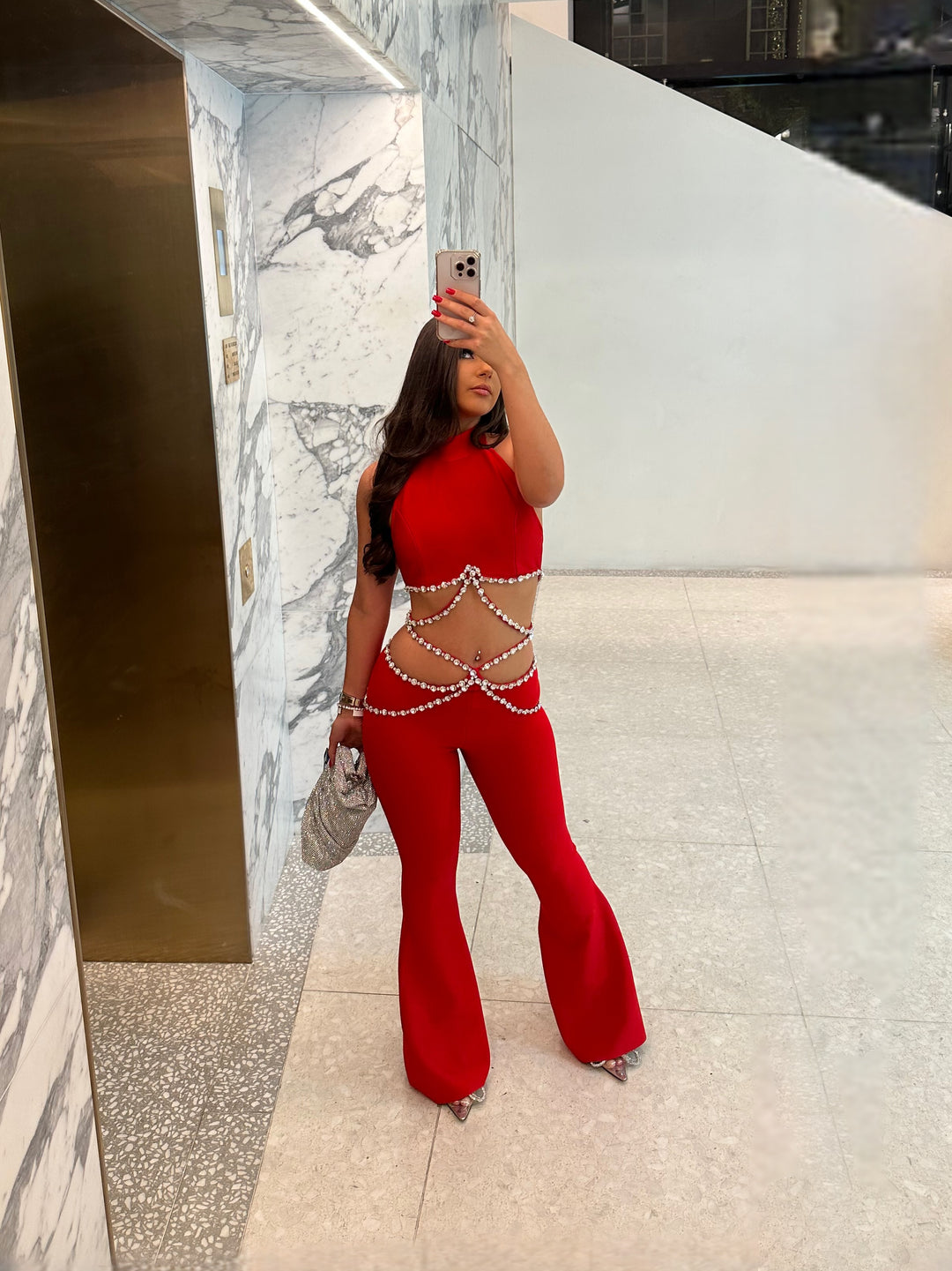 Anita Rhinestone Bandage Pants Set