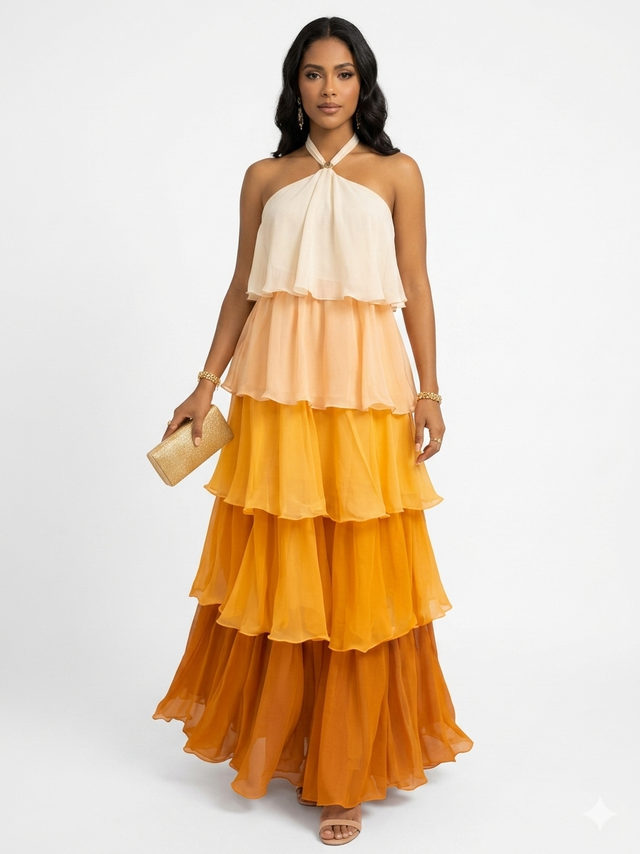 Ombre Tiered Chiffon Maxi Dress – Fashion Closet Clothing