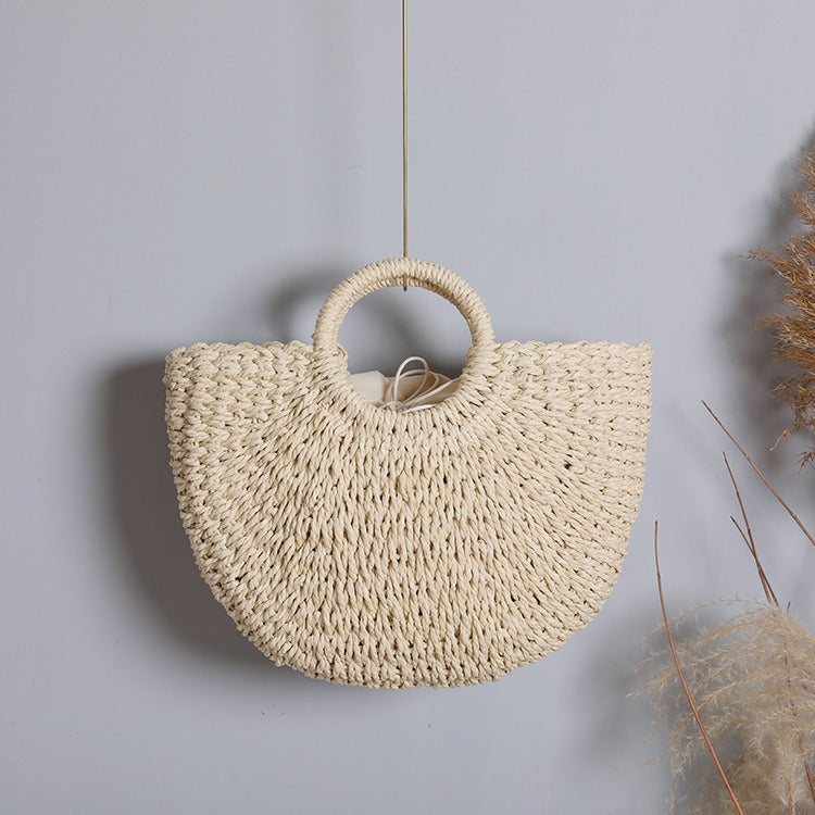 Woven Rattan Tote Handbag