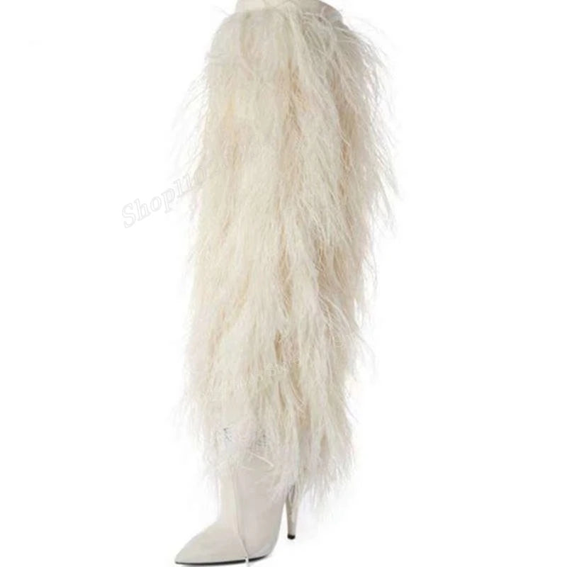 Furry Pointy Toe Boots