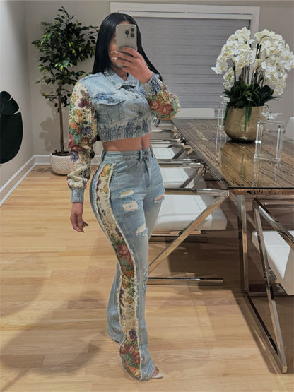 Sandra Denim Pants Set