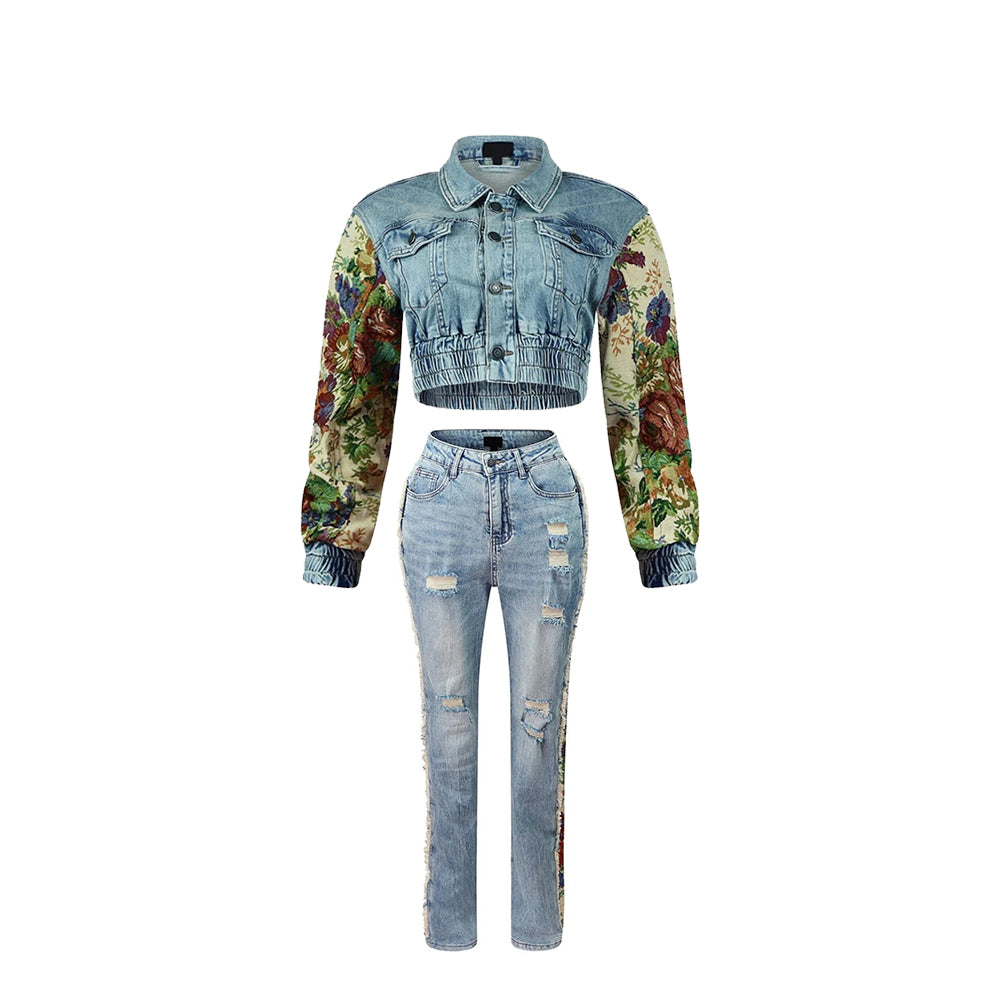 Sandra Denim Pants Set