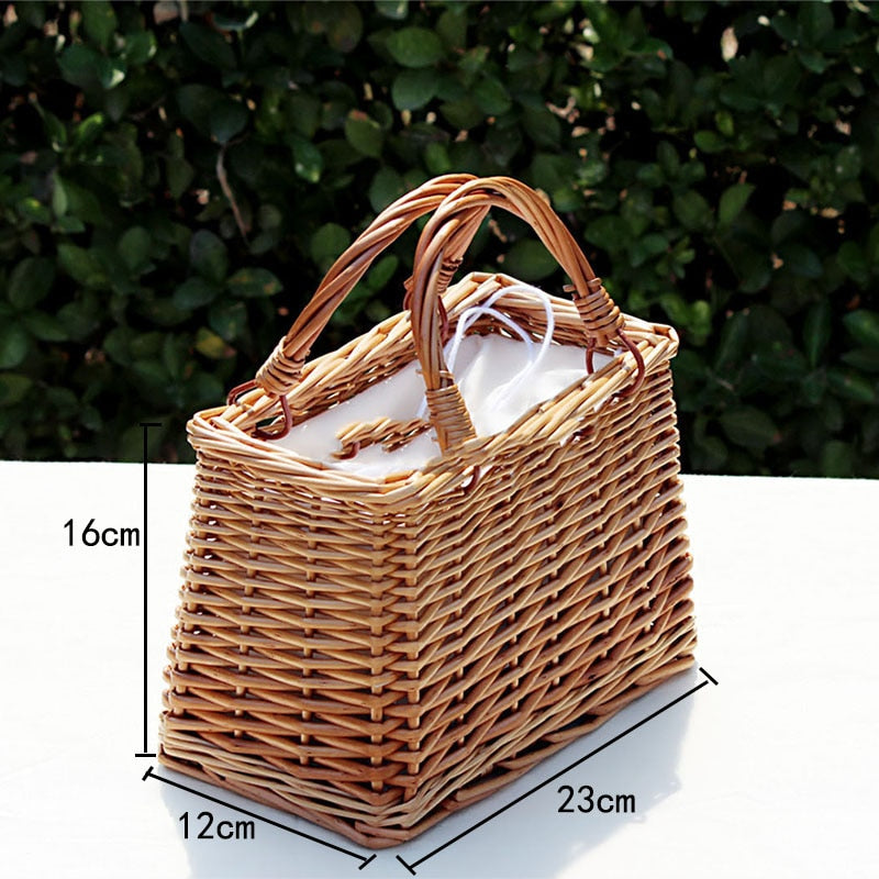 Ribbon Wicker Rattan Handbag