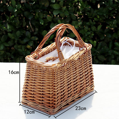 Ribbon Wicker Rattan Handbag